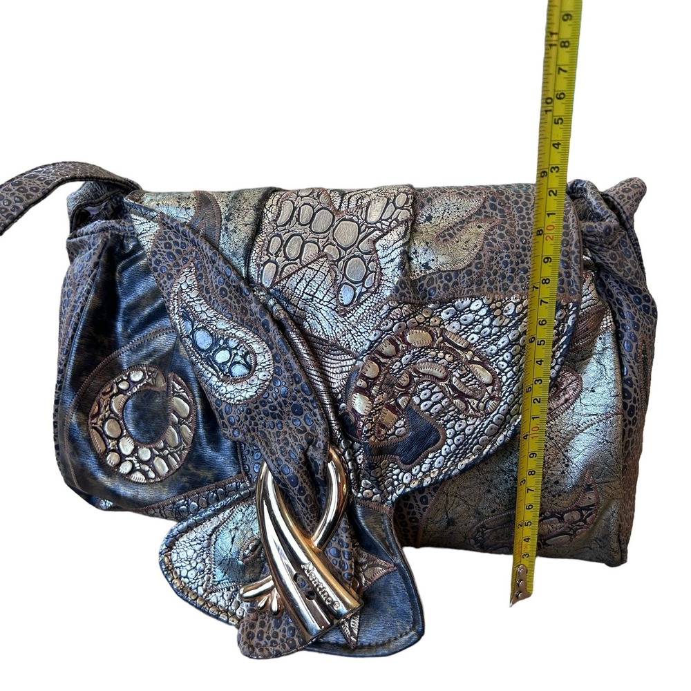 Metallic Blue Patterned Shoulder Bag - Picture 14 of 16